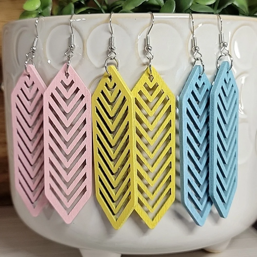 PASTEL WOOD EARRINGS, Choice of Color